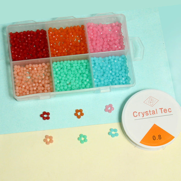 1400 Pcs, 4mm Trans Faceted Bicone Glass Crystal Beads Kit with 10