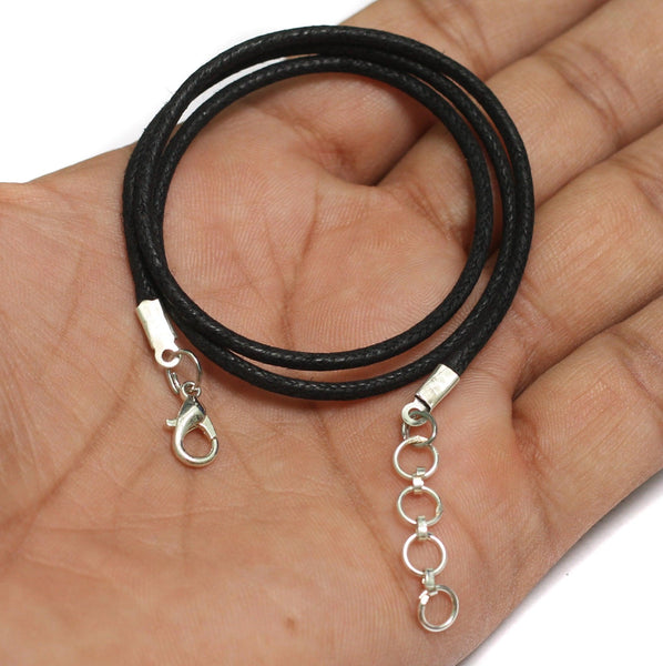 5 Pcs, Leather Necklace Cord Dori With Clasp And Extension Chain