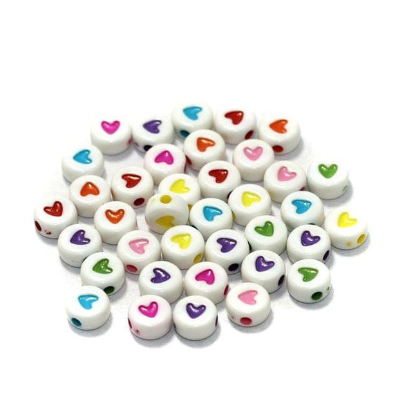  KALIONE 500 PCS Heart Beads, White Round Beads