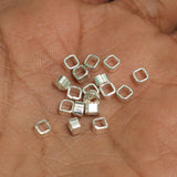 3 Pcs, 92.5 Sterling Silver 4mm Cube Beads