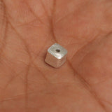 92.5 Sterling Silver Brushed Cube Bead 6mm