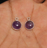 92.5 Sterling Silver Round Amethyst Charm