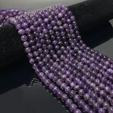 1 String, 6mm Round Amethyst Stone Beads Purple