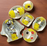 60 Pcs, 8-20mm Silver Foil Fancy Beads Yellow