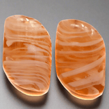 2 Lampwork Leaf Beads Light Brown 35x22x4mm