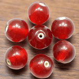 50 Pcs Glass Round Beads Assorted Red 12-14mm