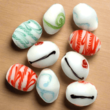 20 Swirl Glass Oval Beads White Assorted 17-20mm