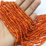 1 String, 7mm Round Carnelian Stone Beads Orange