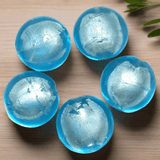 35 Silver Foil Dome Beads Aqua 20 mm