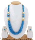 Glass Kundan Beaded Long Necklace For Girls