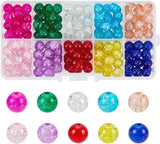 200pcs 8mm Crackle Round Glass Beads 10 Grid Box DIY Kit For Jewellery Making