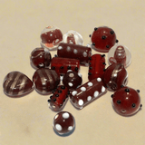 55+ Fancy Beads Trans Red 10-25mm