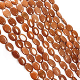 1 String, 8x5mm Oval Gold Sand Stone Beads Brown