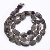 1 String, 12x8mm Oval Rutilated Quartz Stone Beads Grey