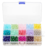 375 Pcs 8MM Round Glass Beads 15 Grid DIY Box Kit For Jewellery Making