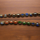 30+ Window Metallic Oval Beads Assorted Rainbow 12x8 mm