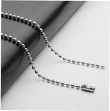 50 Pcs, 2mm Chrome Plated Ball Chains Tag With Bead Connector Clasp