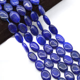 1 String, 14x8mm Oval Jade Stone Beads Blue