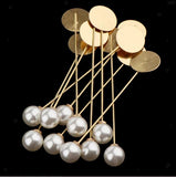 3 Inch And 15mm Brass Flat Round Tray Pearl  Lapel Pin