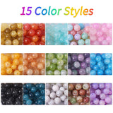 375 Pcs 8MM Crackle Round Glass Beads 15 Grid DIY Box Kit For Jewellery Making