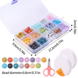 375 Pcs 8MM Crackle Round Glass Beads 15 Grid DIY Box Kit For Jewellery Making