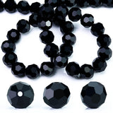 10 Pcs, 8mm Crystal Faceted Round Beads Black