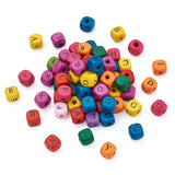 200 Pcs Wooden Alphabet Beads Square Multicolor 10mm