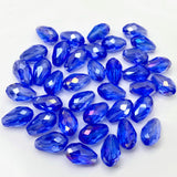 7x5mm Trans Blue Rainbow Crystal Faceted Drop Beads