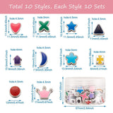 100Pcs 10 Style Acrylic European Beads Big Hole Beads, Mixed Shapes, Mixed Color