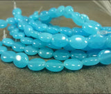 1 String, 14x8mm Oval Jade Stone Beads Aqua