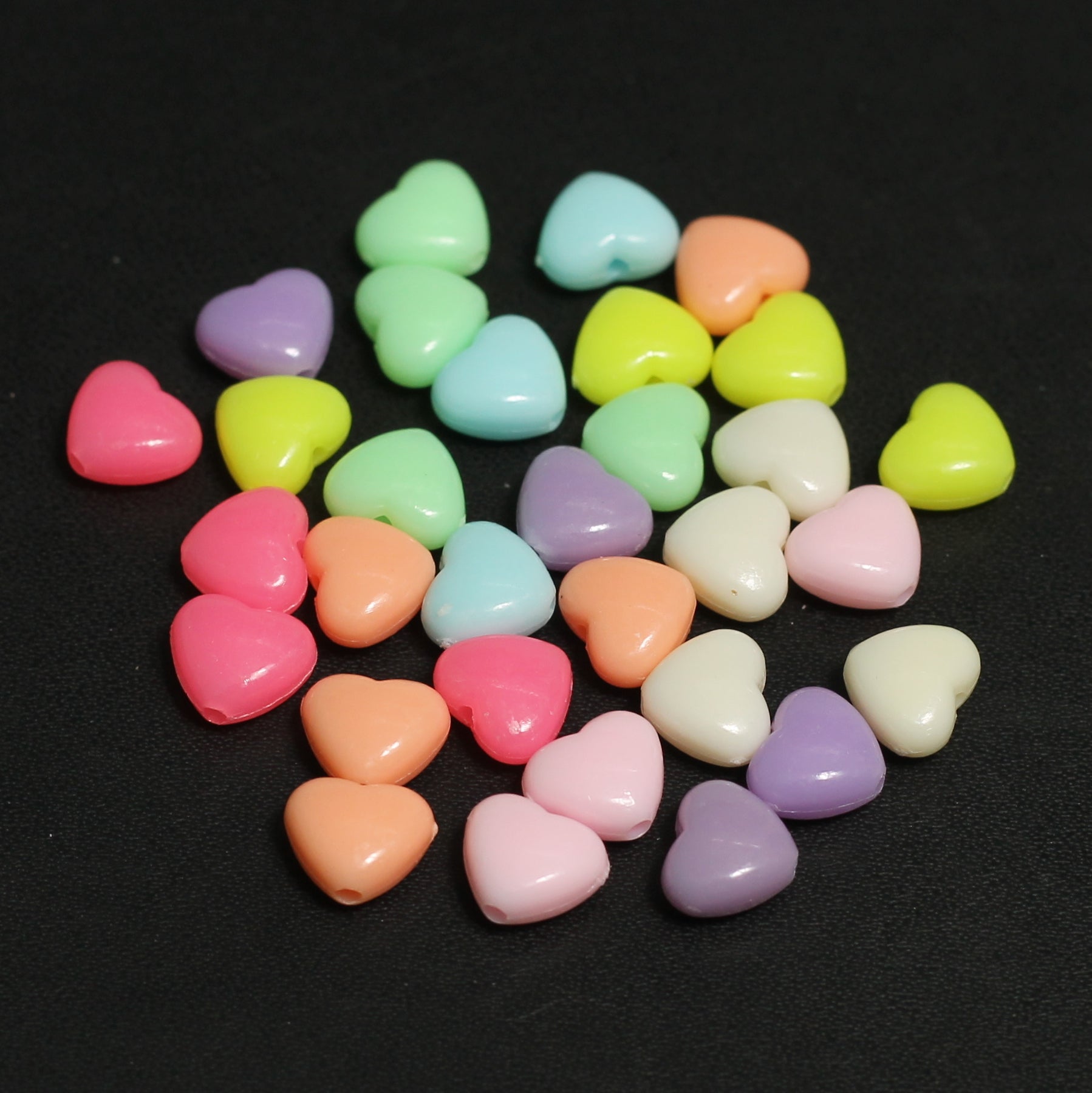 7mm Solid Multicolor Acrylic Heart Beads Round Heart Beads personalize –  Rosebeading Official