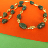 Tumble Onyx and Golden Dolki Long Necklace