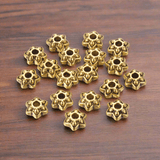 50 Pcs, 9mm, Tibetan Silver Flower Spacer Beads Antique Golden