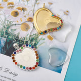 Alloy Pendant Cabochon Trays, DIY Pendant Making Kits, with Colorful Rhinestone, Glass Cabochons, Mixed Color, Heart, Mixed Color