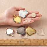 Alloy Pendant Cabochon Trays, DIY Pendant Making Kits, with Colorful Rhinestone, Glass Cabochons, Mixed Color, Heart, Mixed Color