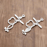 5 Pcs, 34x19x2mm, Tibetan Alloy Heart Connectors Antique Silver