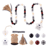 DIY Jewelry Making Kit, Wood Beads & Pendants, Tassel & Ribbon, Jute Cord