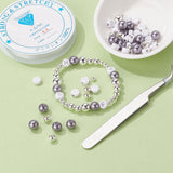 DIY Necklace Making Kit, Alphabet & Pearl Acrylic Beads, Elastic Thread, Curved Tip 410 Stainless Steel Tweezers, Mixed Color