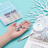 DIY Necklace Making Kit, Alphabet & Pearl Acrylic Beads, Elastic Thread, Curved Tip 410 Stainless Steel Tweezers, Mixed Color