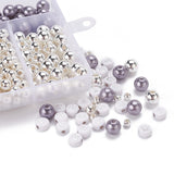 DIY Necklace Making Kit, Alphabet & Pearl Acrylic Beads, Elastic Thread, Curved Tip 410 Stainless Steel Tweezers, Mixed Color