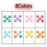 144Pcs 8 Colors Opaque Acrylic Beads, Metal Enlaced, Flat Round with Letter, Mixed Color