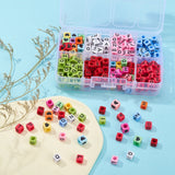 310Pcs 8 Style Opaque Acrylic Beads Cube, Mixed Color