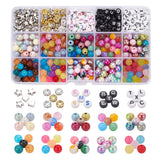 Round Acrylic Beads, Alloy Beads, Brass Rhinestone Spacer Beads, Mixed Color