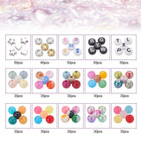 Round Acrylic Beads, Alloy Beads, Brass Rhinestone Spacer Beads, Mixed Color