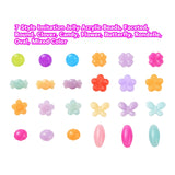 533Pcs 7 Style Jelly Acrylic Beads, Faceted, Round, Clover, Candy, Flower, Butterfly, Rondelle, Oval, Mixed Color