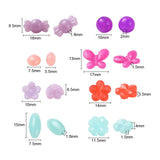 533Pcs 7 Style Jelly Acrylic Beads, Faceted, Round, Clover, Candy, Flower, Butterfly, Rondelle, Oval, Mixed Color