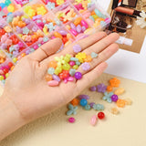 533Pcs 7 Style Jelly Acrylic Beads, Faceted, Round, Clover, Candy, Flower, Butterfly, Rondelle, Oval, Mixed Color