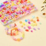 533Pcs 7 Style Jelly Acrylic Beads, Faceted, Round, Clover, Candy, Flower, Butterfly, Rondelle, Oval, Mixed Color