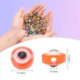 400Pcs 10 Colors Resin Beads, Flat Round with Evil Eye, Mixed Color