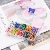 400Pcs 10 Colors Resin Beads, Flat Round with Evil Eye, Mixed Color